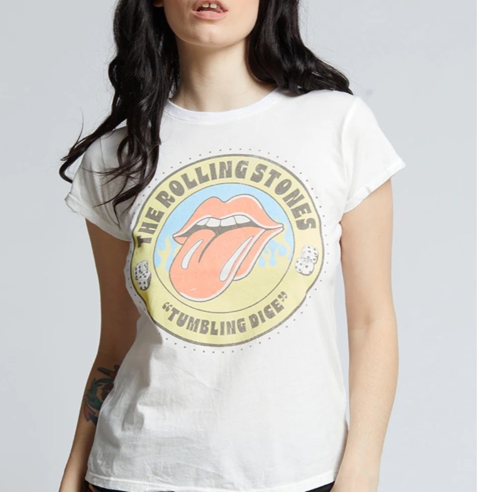NEW ! Recycled Karma The Rolling Stones Babytee  White Tee